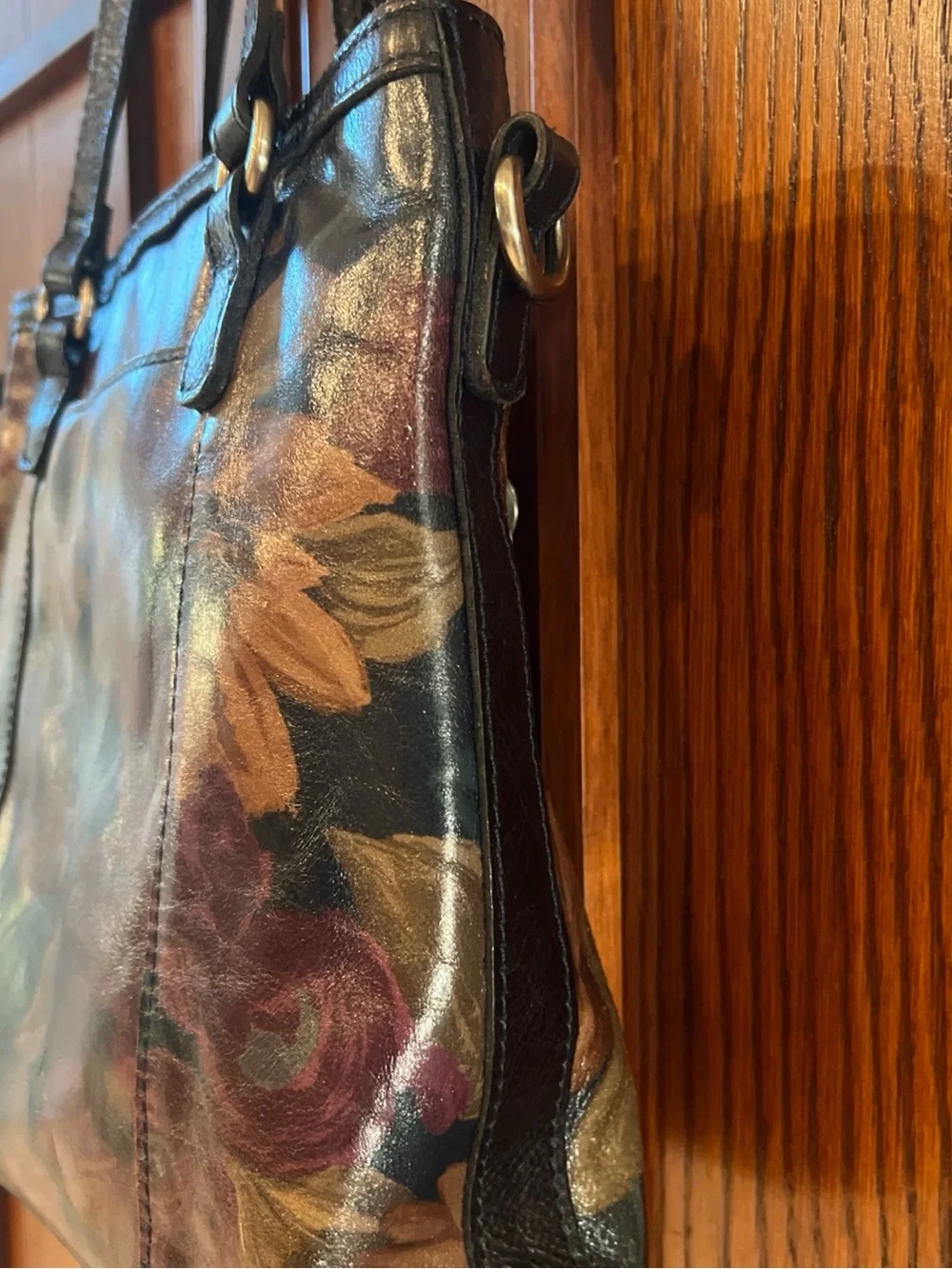 Patricia Nash Lundy Leather Shoulder Bag Peruvian Painting Floral Tote